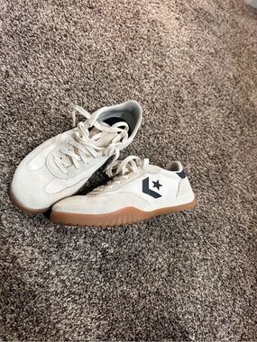 Converse Cream Suede Sneakers with Black Chevron Star